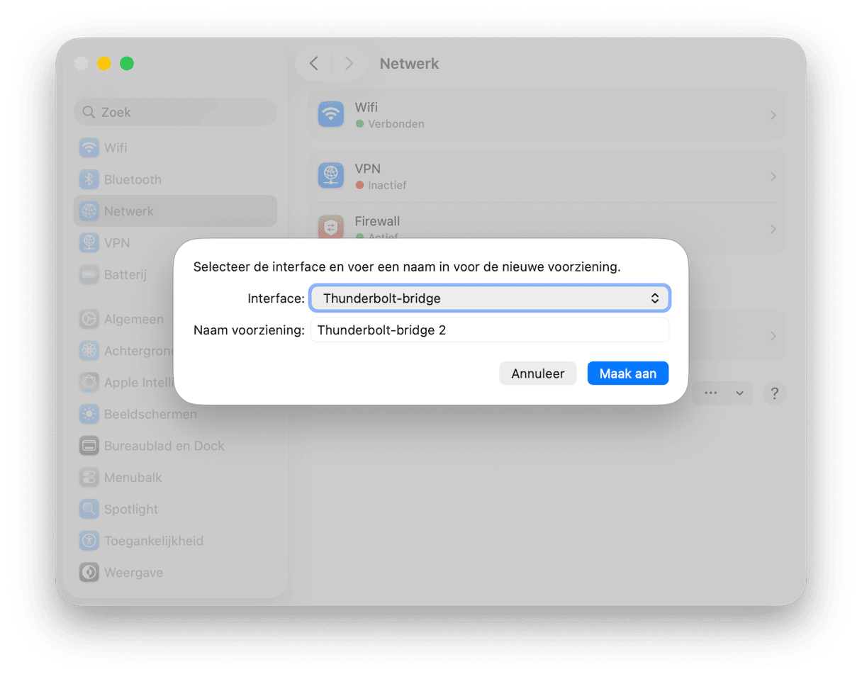 Als de verbinding tot stand is gebracht, moet de VPN boven wifi worden weergegeven