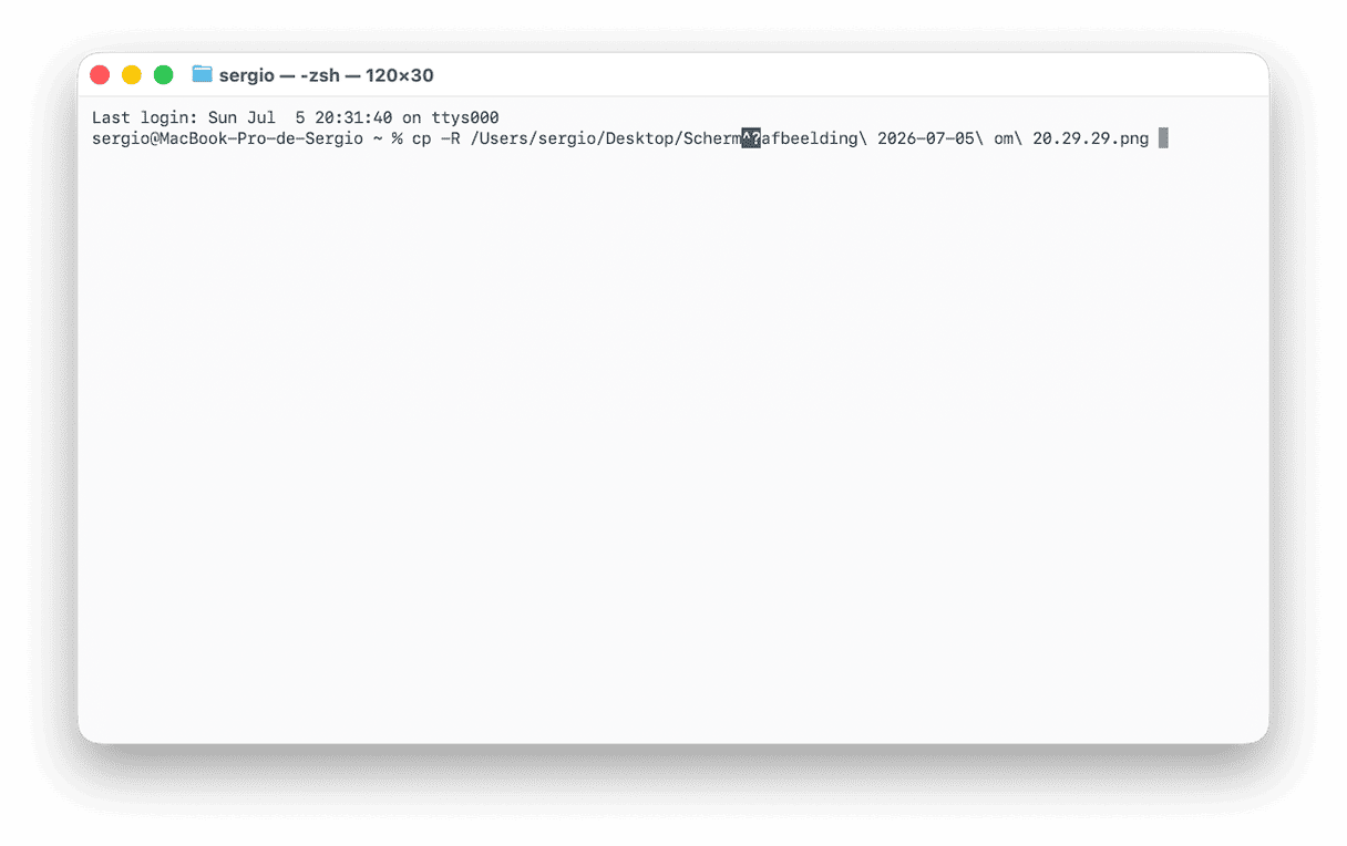 Open Terminal vanuit Apps > Hulpprogramma's