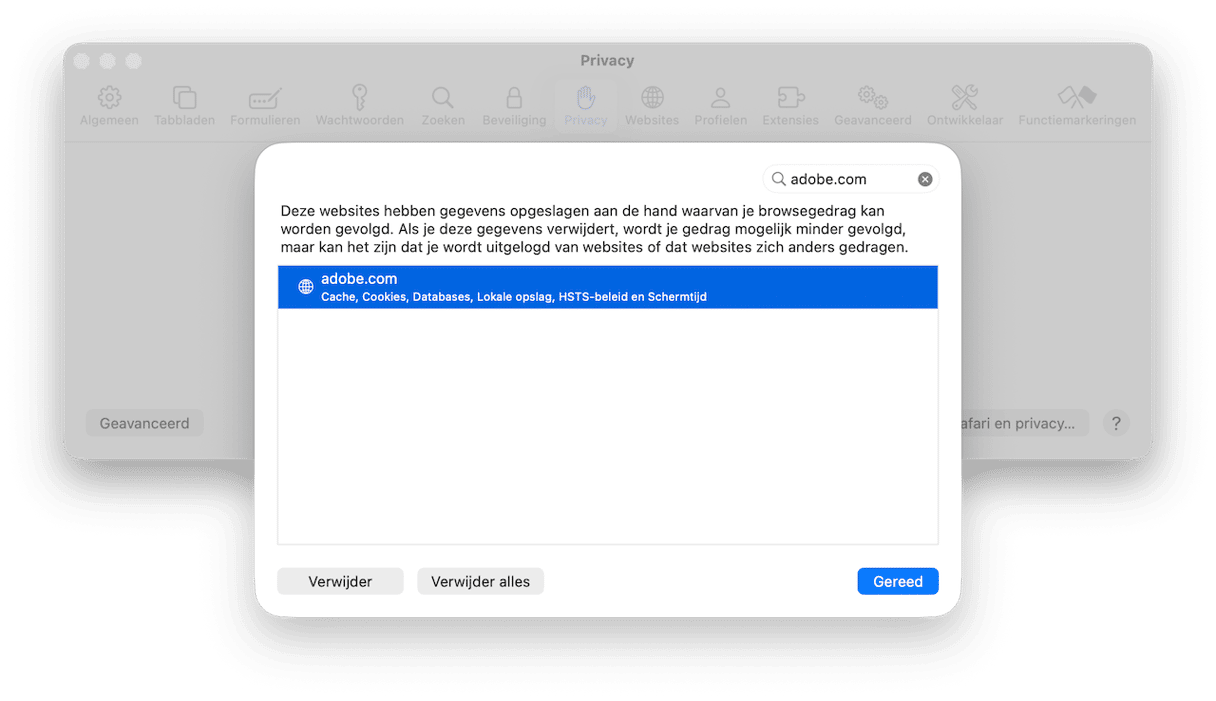 Cache voor &eacute;&eacute;n specifieke website wissen