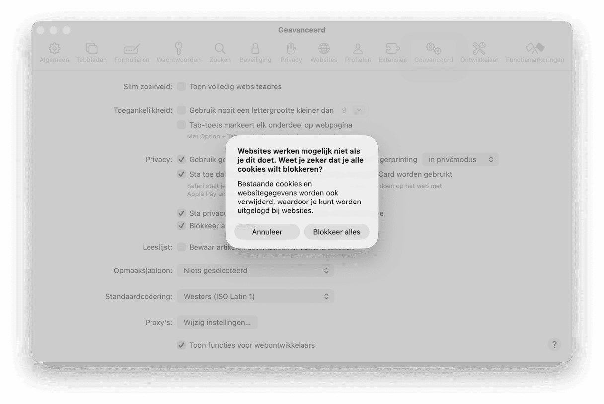 Cookies wissen in Safari