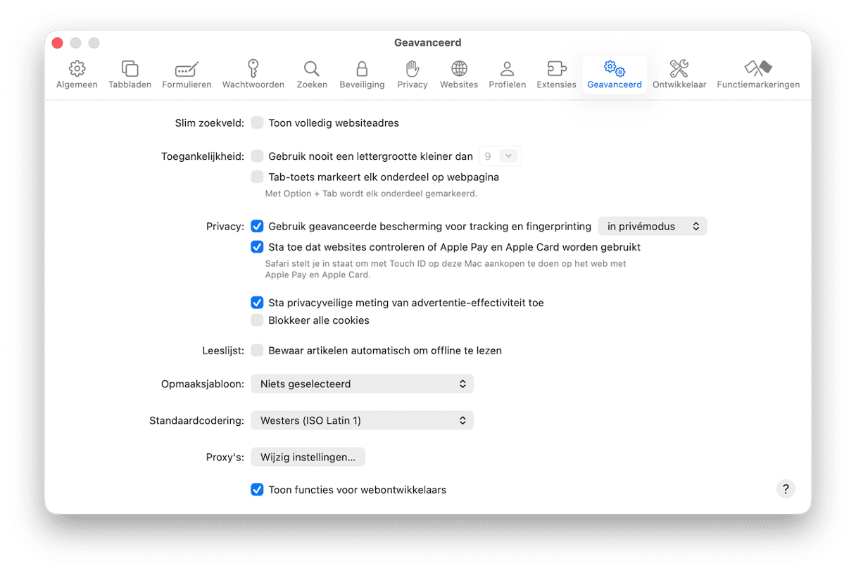 Wis de cache van Safari