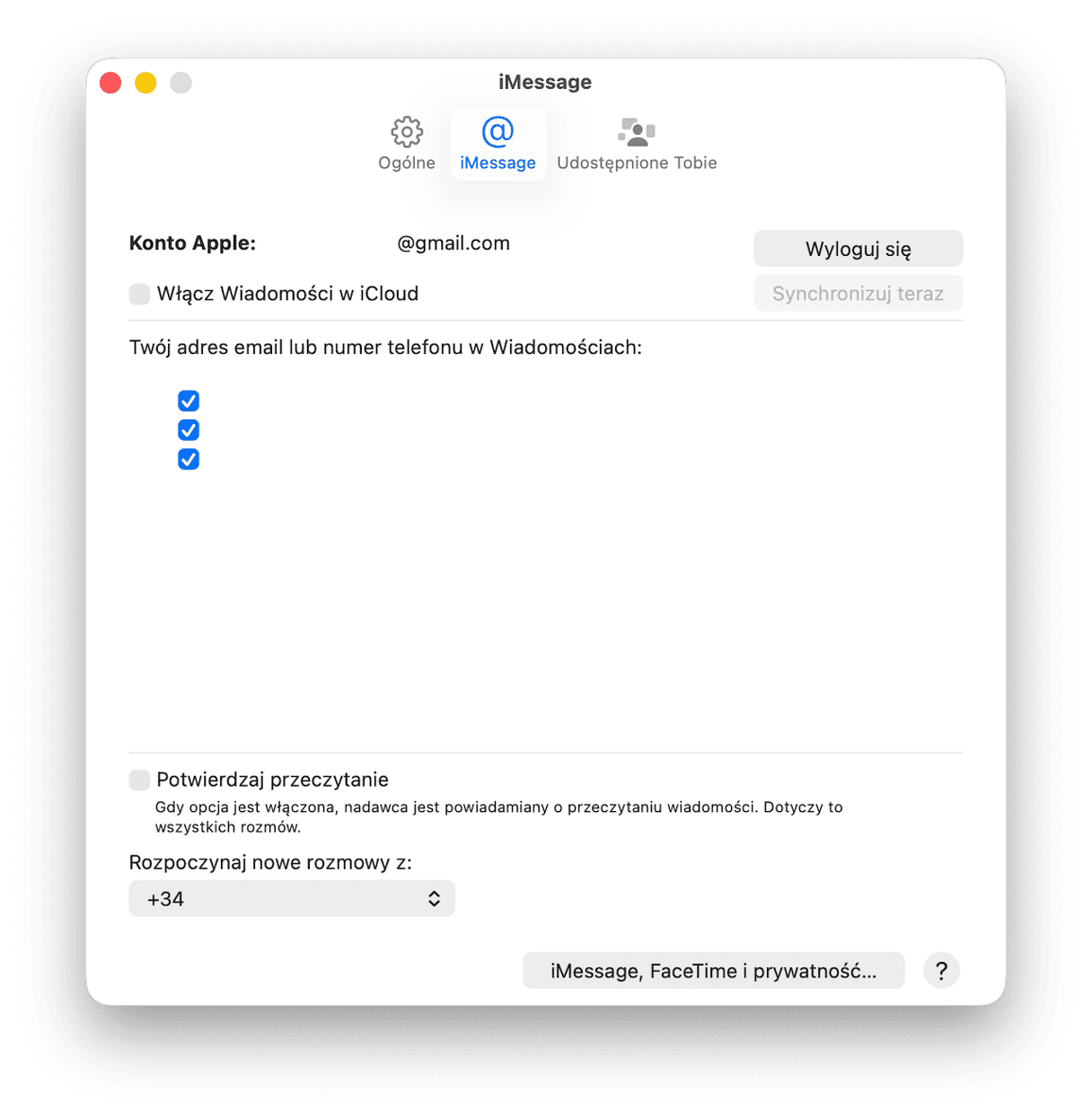 Wyloguj się z iMessage