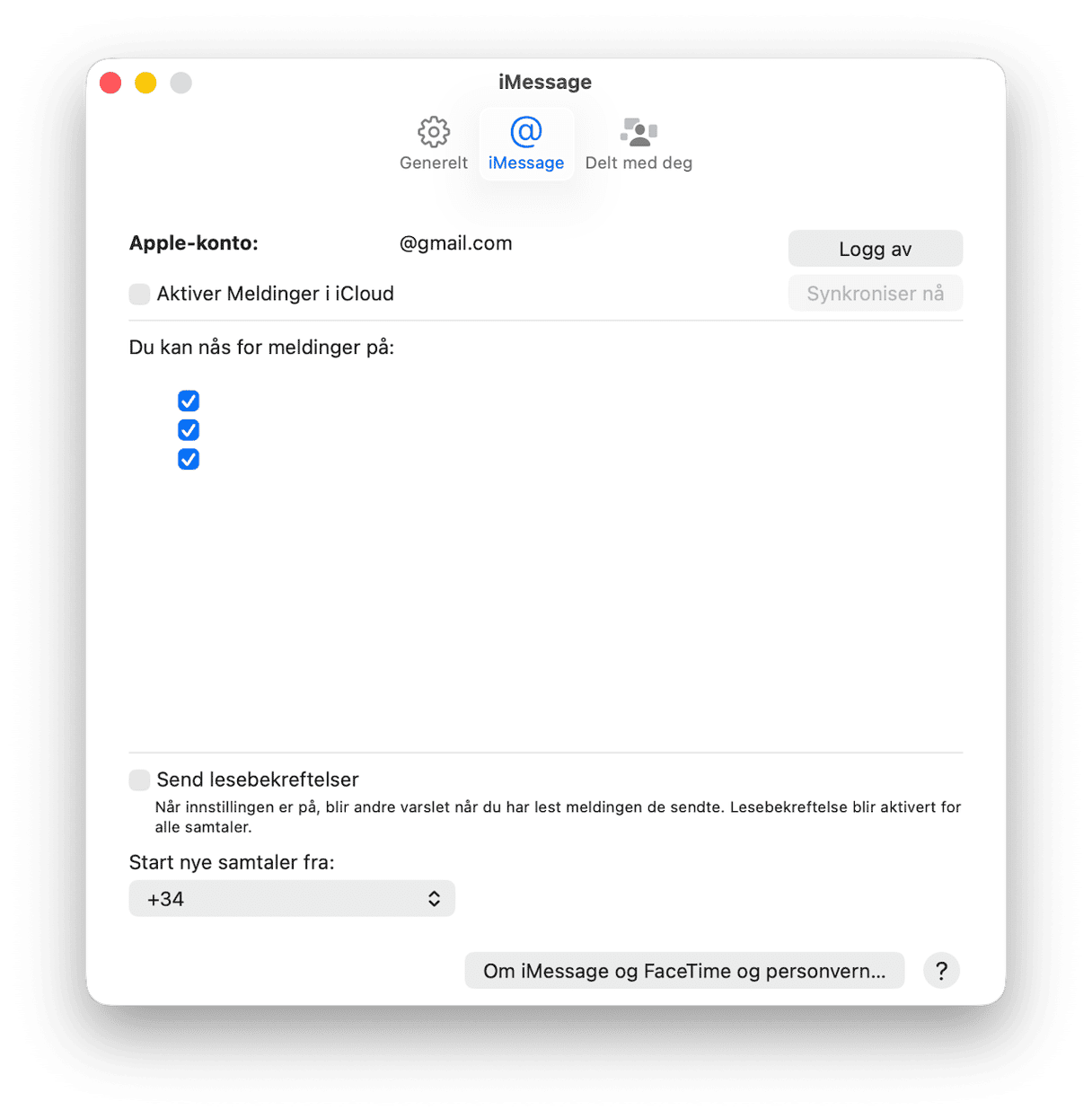 Logg ut fra iMessage