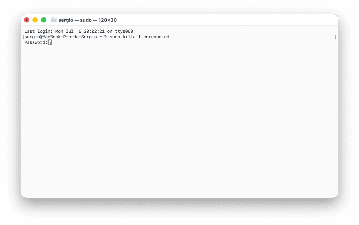 Avsluta coreaudio via Terminal