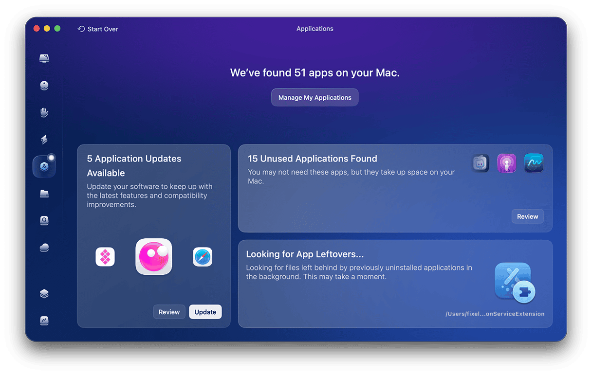 CleanMyMac's Applications tool