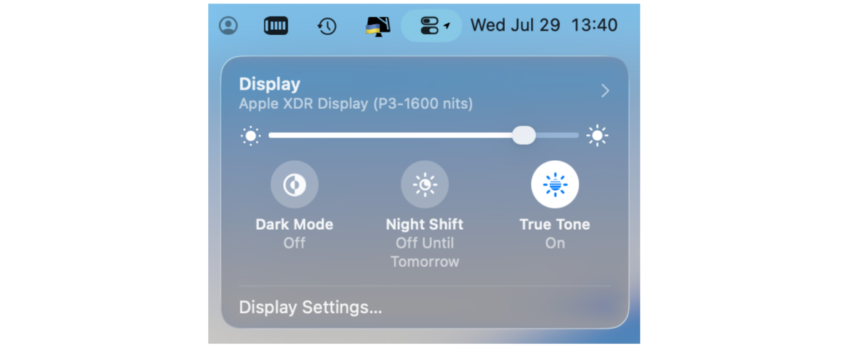 Display in Control Center