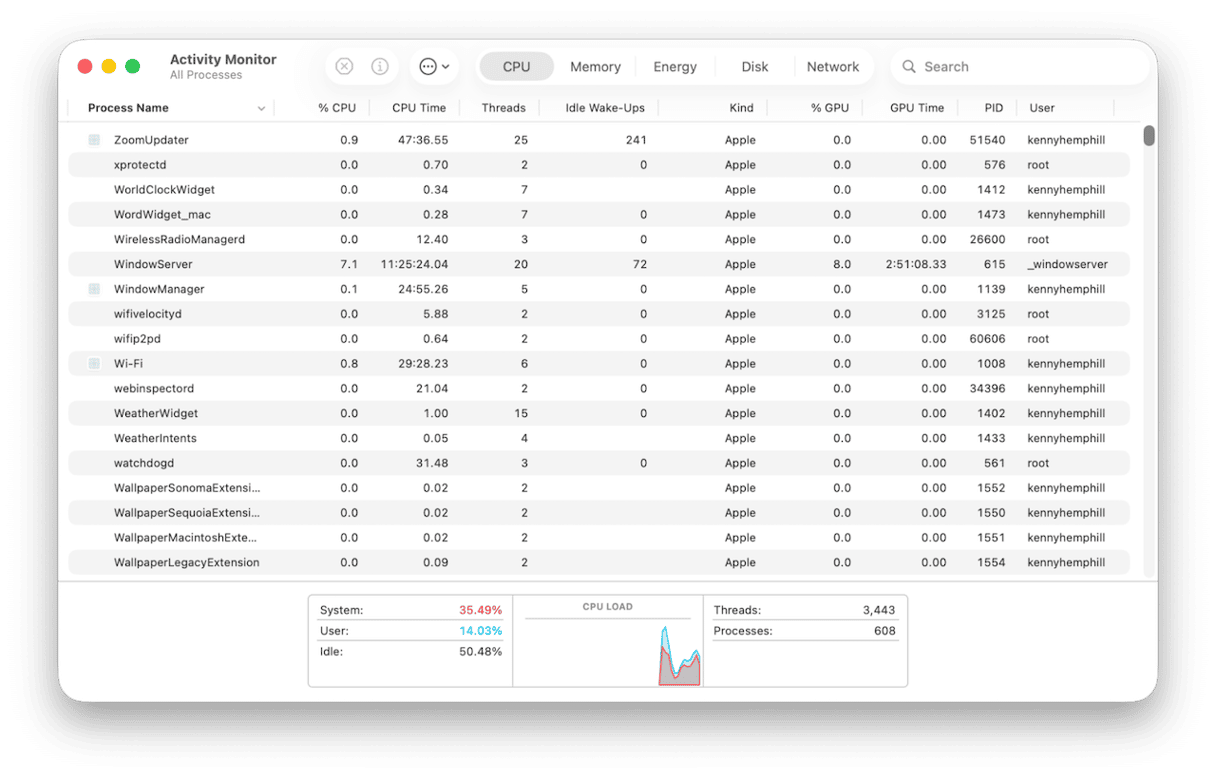 Check Activity Monitor on Mac