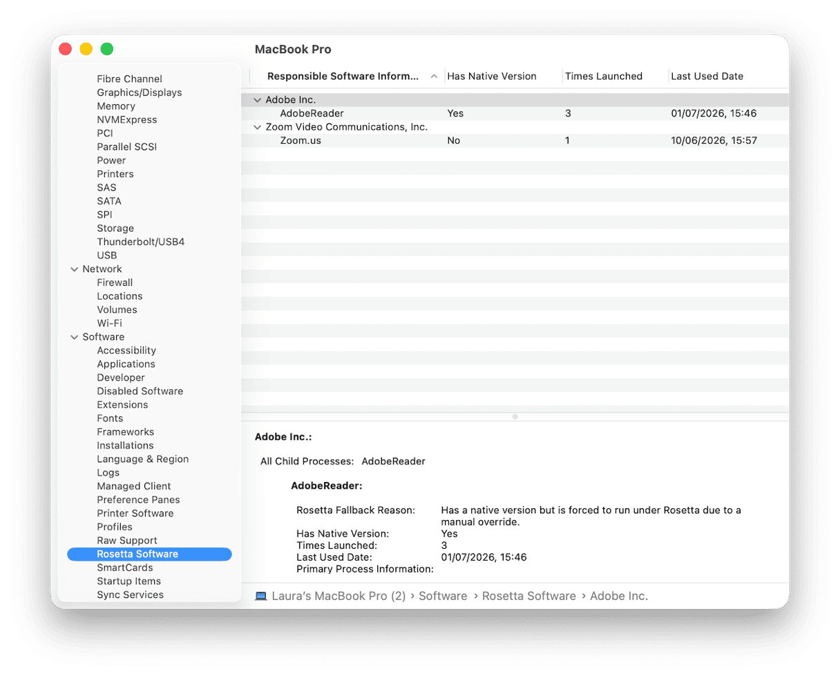 Golden Gate adds a way to check System Settings > General > About > System Report > Software > Rosetta Software