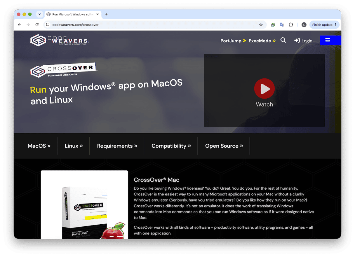 CrossOver software to run Windows on Mac