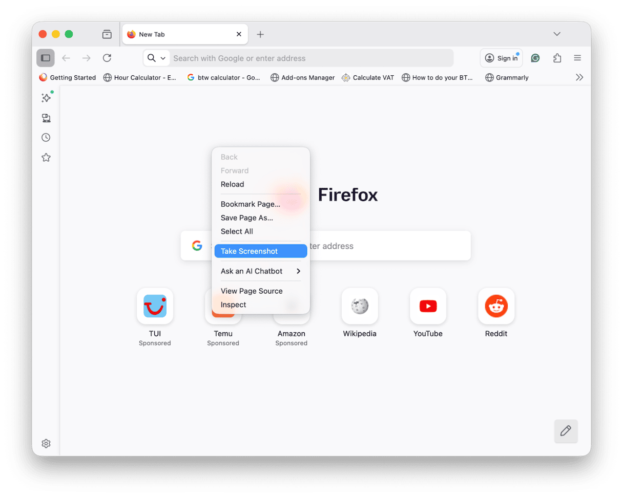 How to take a scrolling screenshot in Firefox