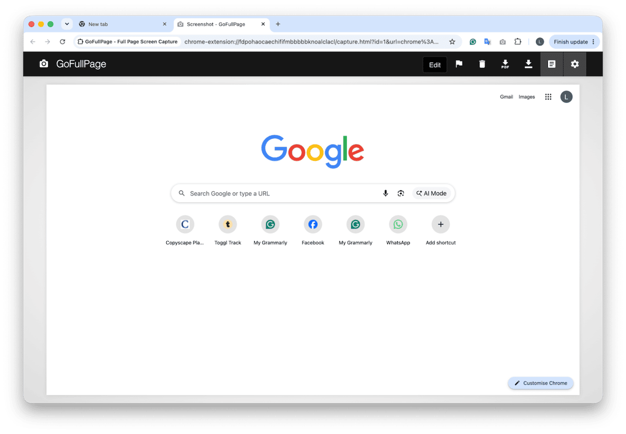 GoFullPage browser extension