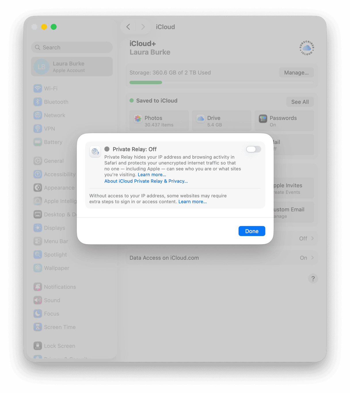 Disable iCloud Private Relay