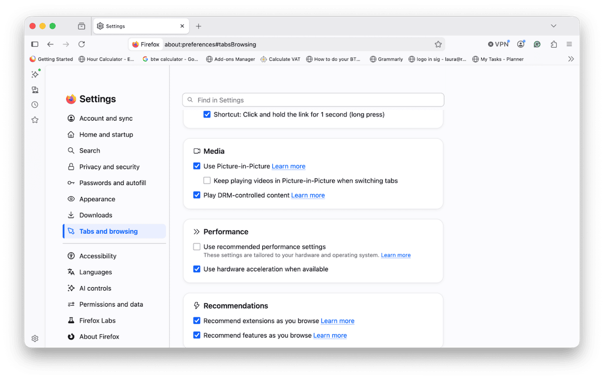 Toggle hardware acceleration off