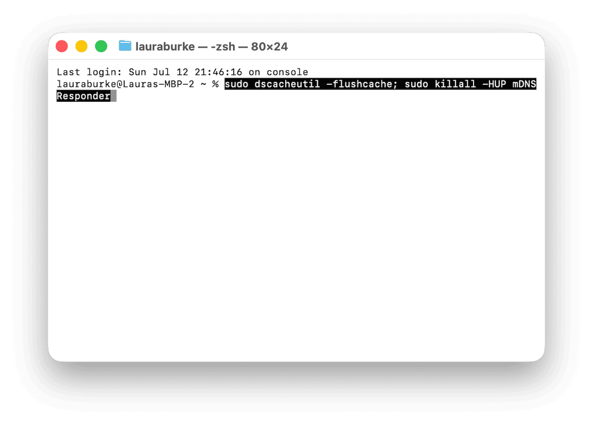 Flush DNS cache