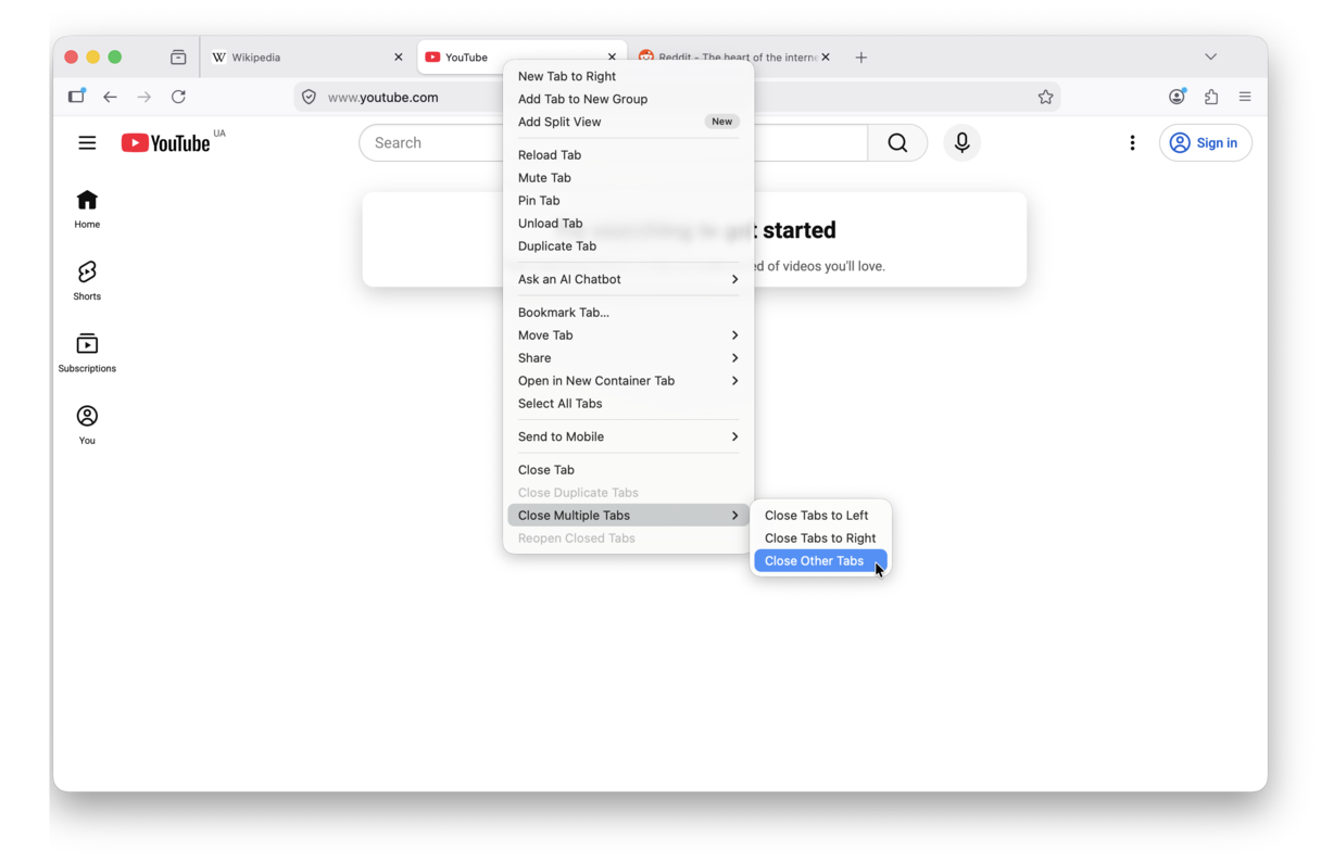 How to close tabs in Firefox