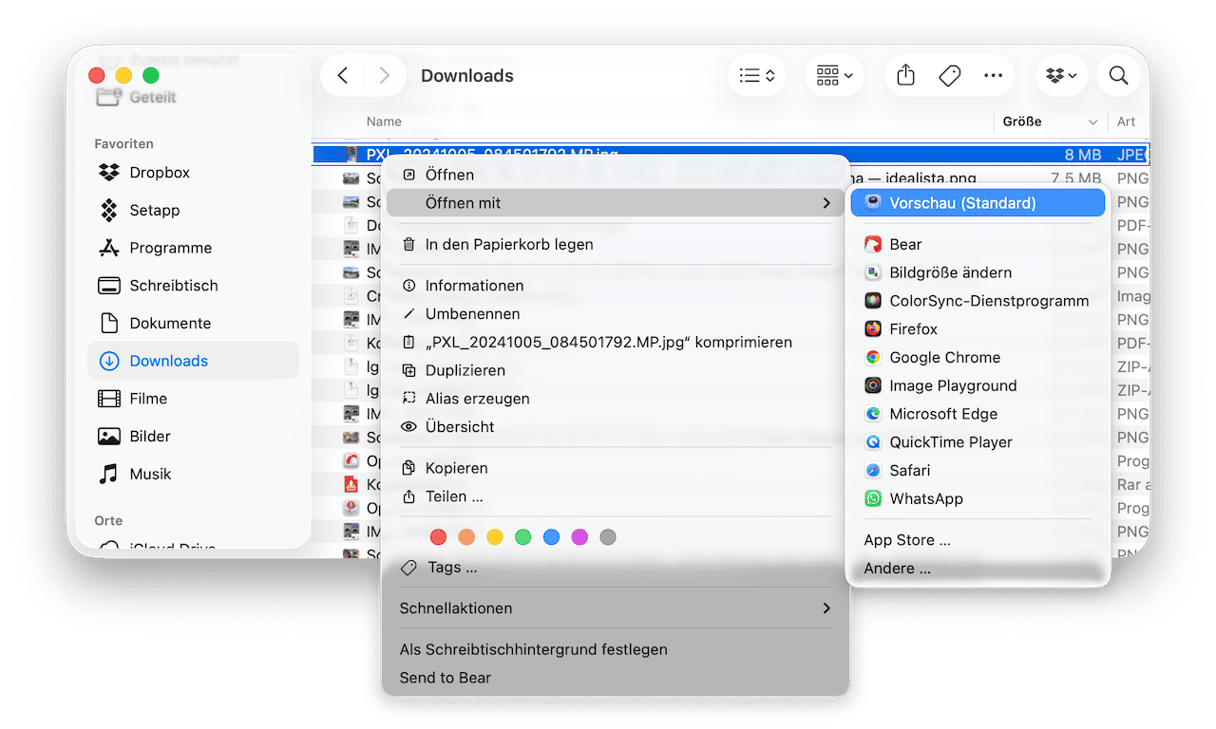 Suchen Sie die Datei in Ihrem Downloads-Ordner