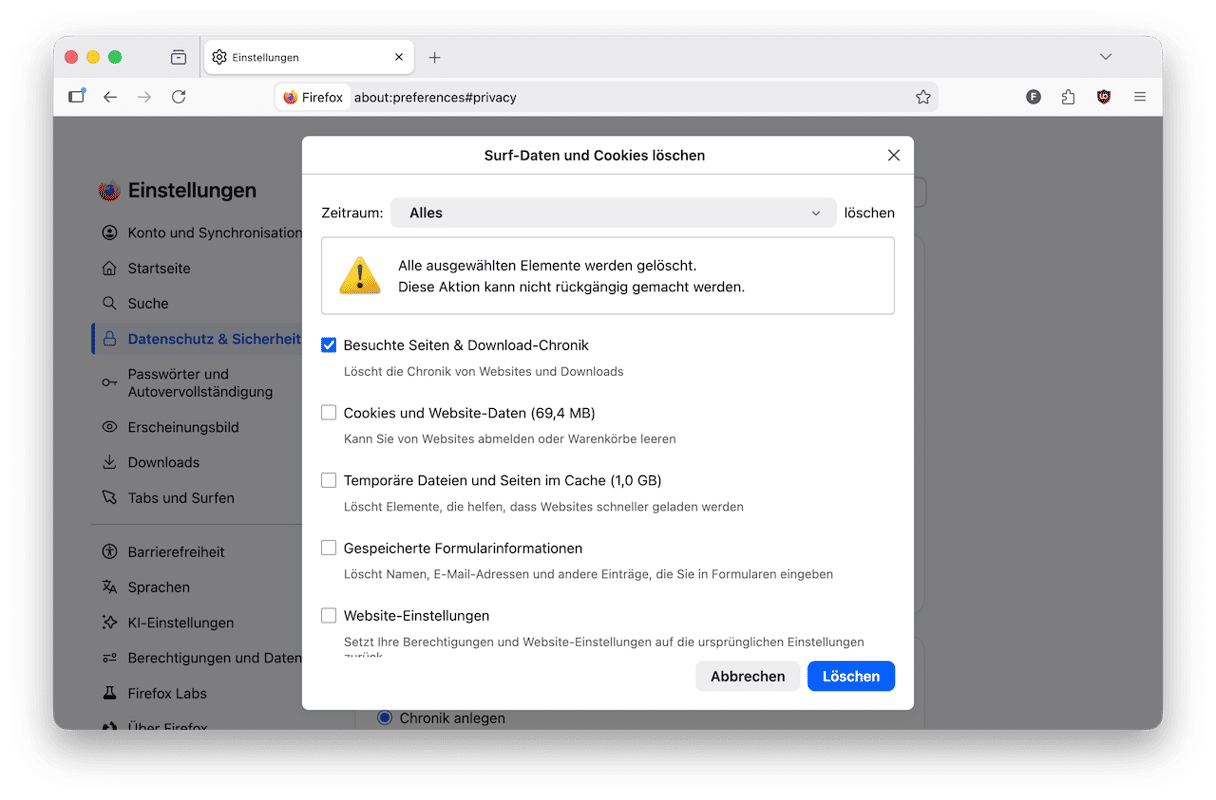 So l&ouml;schen Sie den Download-Verlauf direkt in Firefox