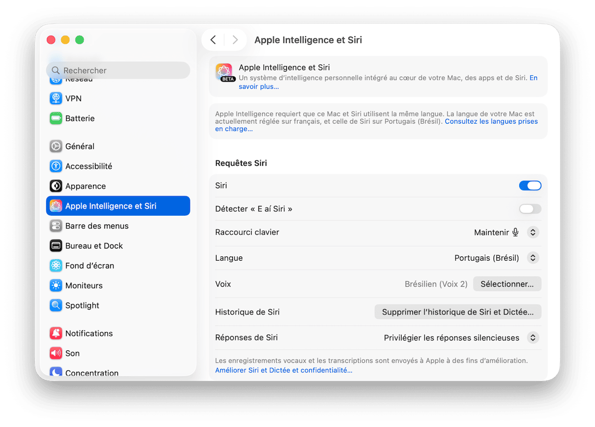 D&eacute;sactivez et r&eacute;activez Apple Intelligence