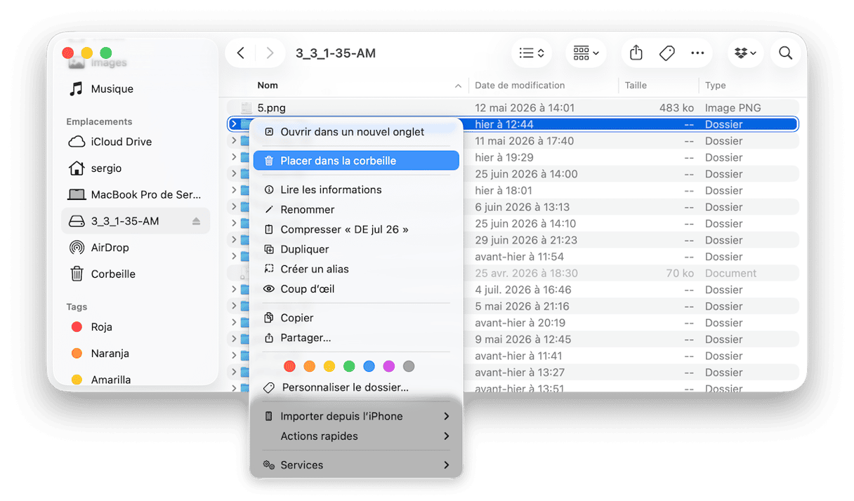 Supprimez les fichiers de votre disque dur externe