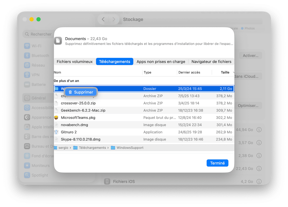 Utilisez la fonctionnalit&eacute; de gestion du stockage