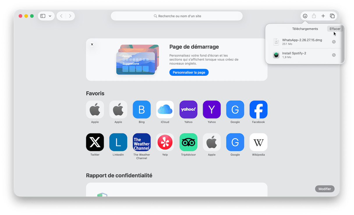 Safari vous montrera alors tous les fichiers que vous avez t&eacute;l&eacute;charg&eacute;s