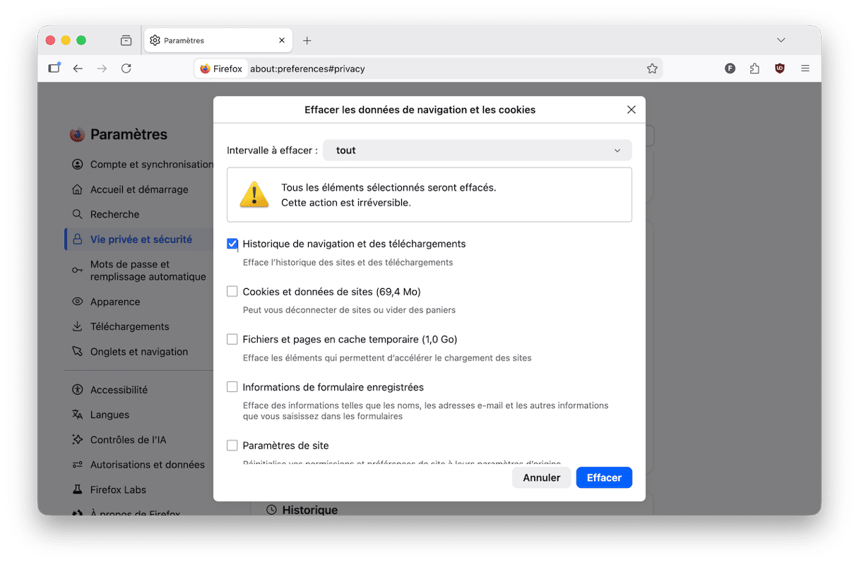 Supprimer l'historique des t&eacute;l&eacute;chargements dans Firefox