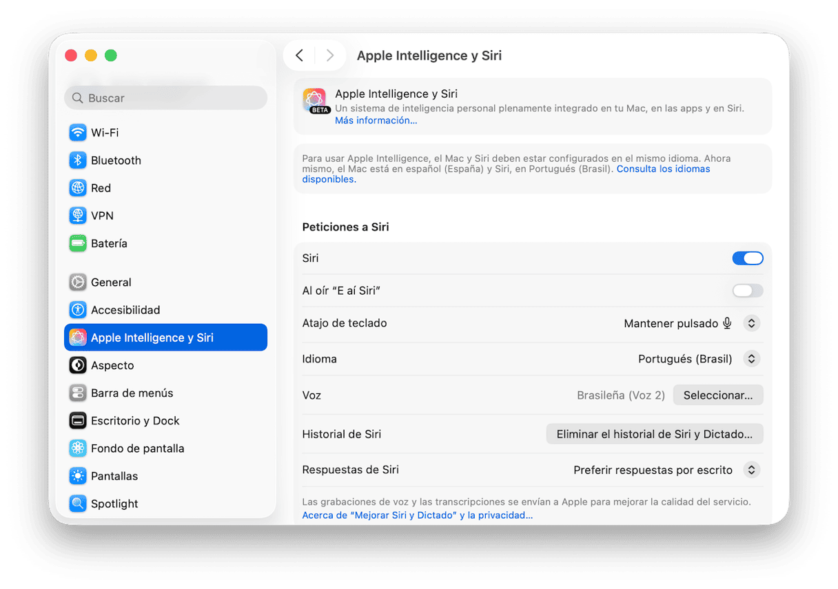 Desactiva y vuelve a activar Apple Intelligence