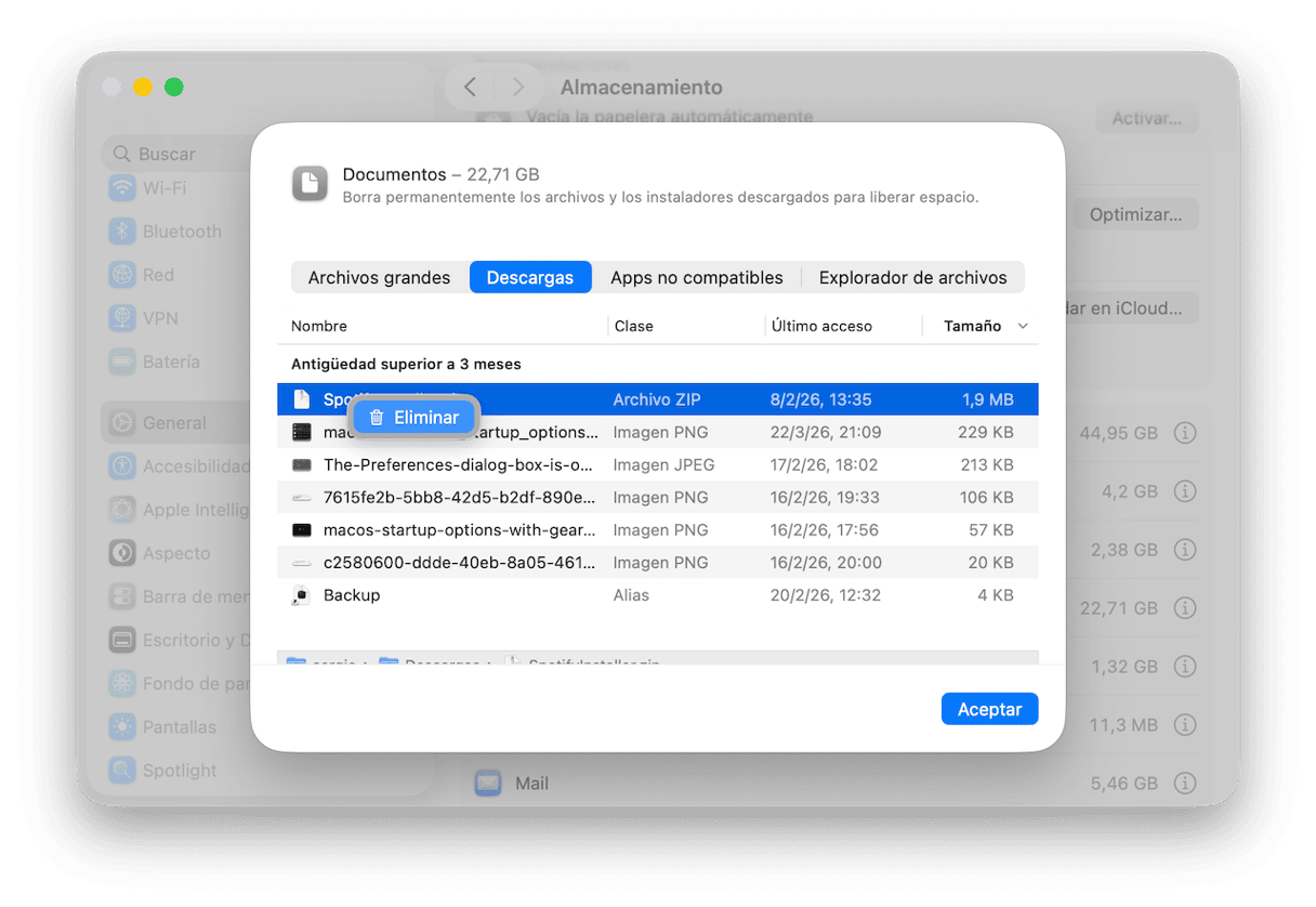 Utiliza la funci&oacute;n Gestiona el almacenamiento