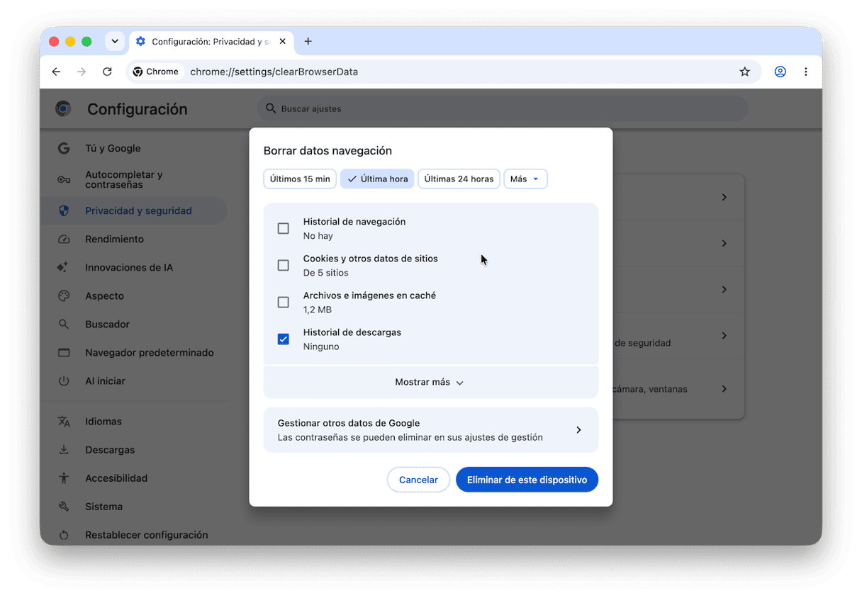 Borra el historial de descargas de tus navegadores - Chrome