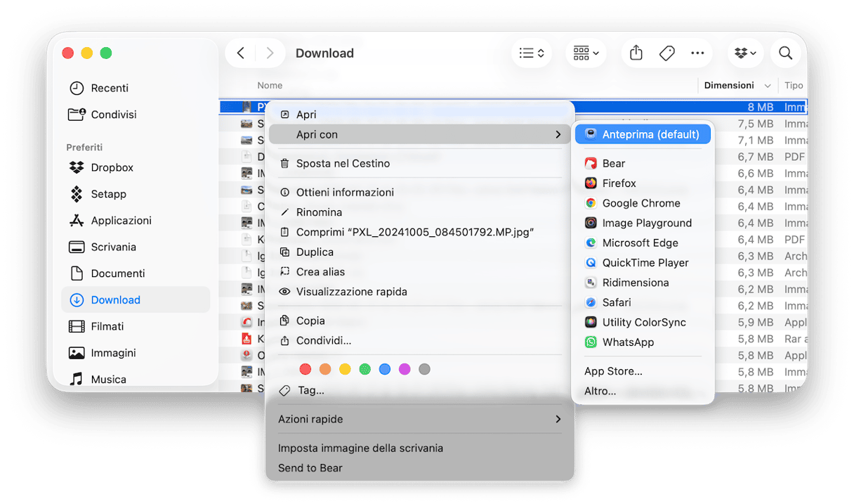 Cerca il file nella cartella Download