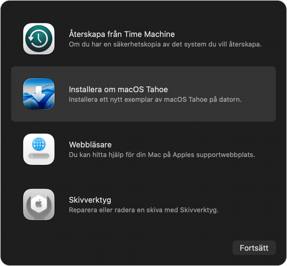 Installera om macOS