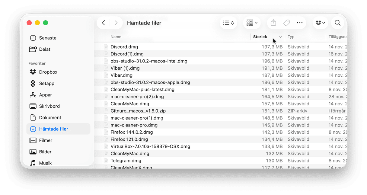 Mapparna H&auml;mtade filer och Dokument