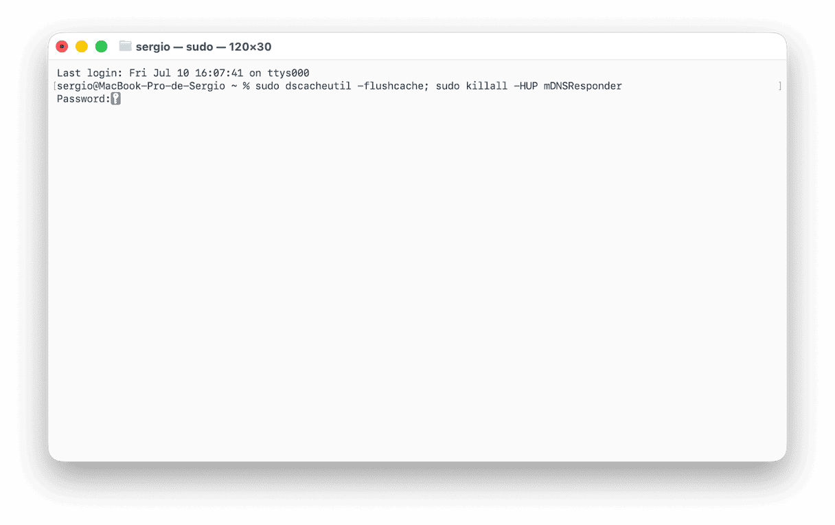 sudo dscacheutil -flushcache; sudo killall -HUP mDNSResponder f&ouml;ljt av ditt administrat&ouml;rsl&ouml;senord f&ouml;r att t&ouml;mma DNS-cachen