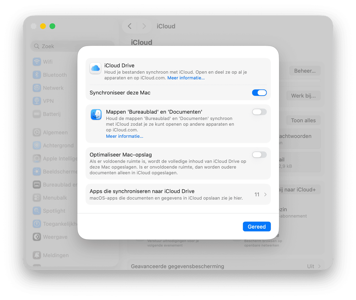 Schakel iCloud-synchronisatie voor 'Bureaublad' en 'Documenten' uit