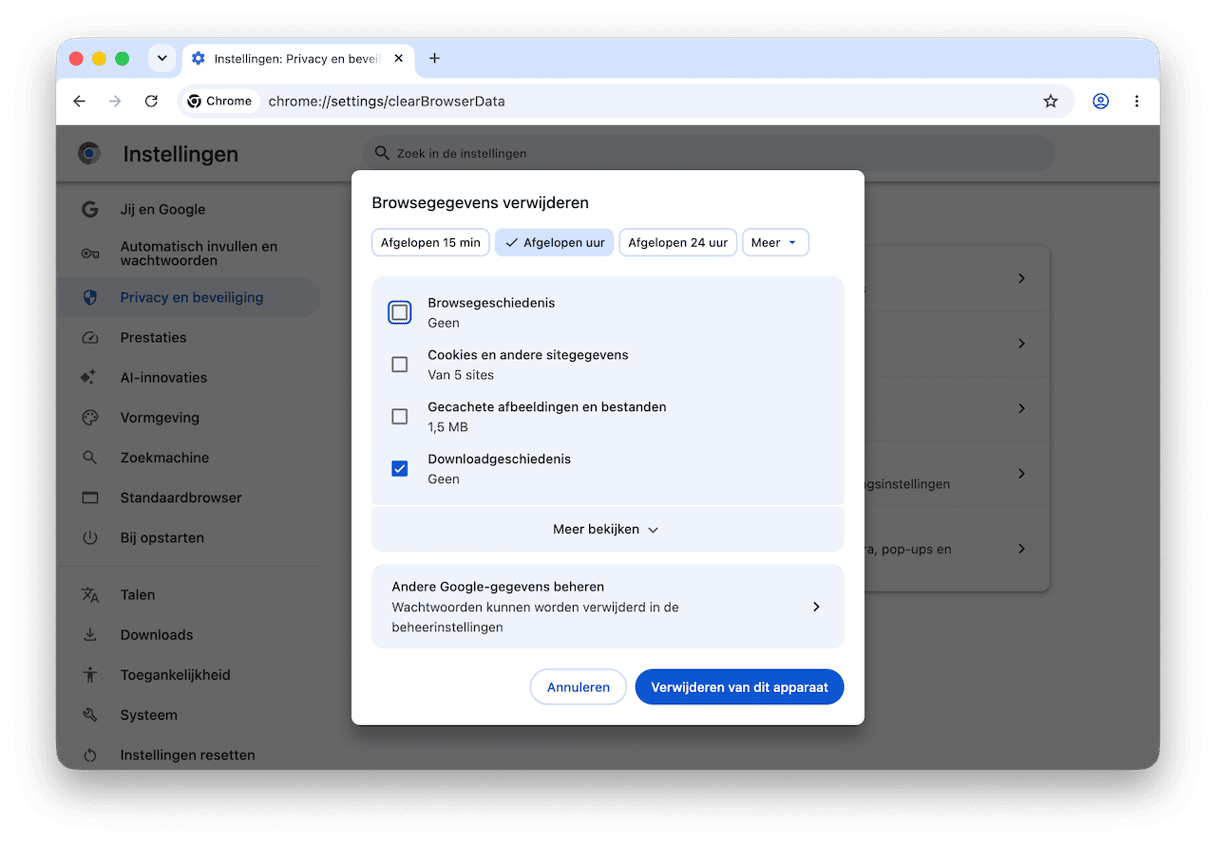 Verwijder de downloadgeschiedenis uit je browsers - Chrome