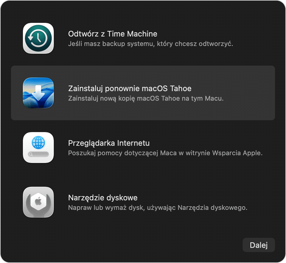 Zainstaluj macOS ponownie