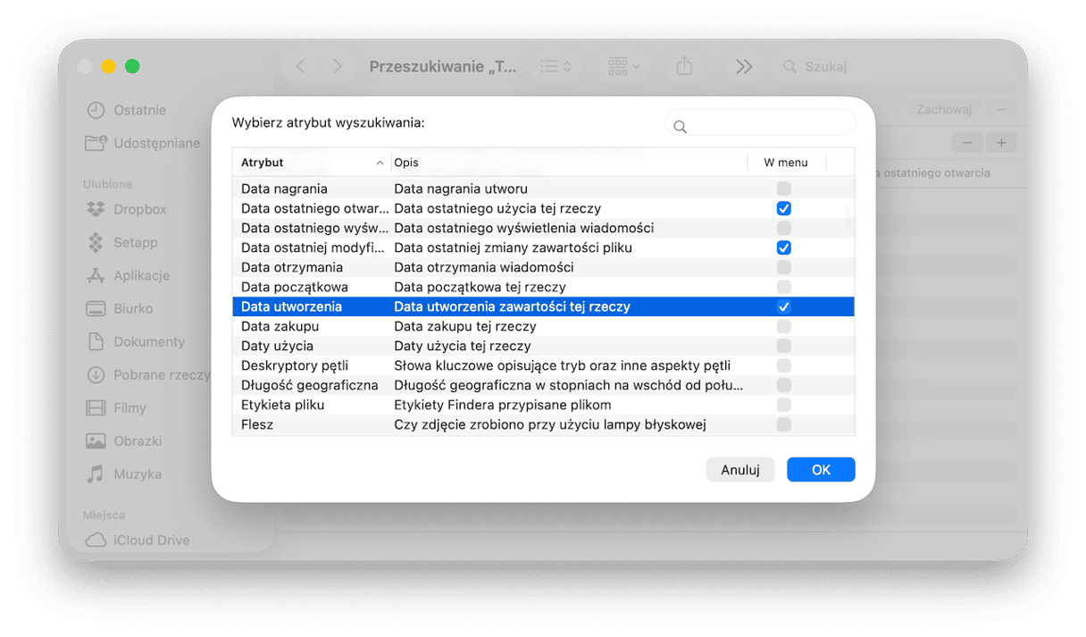 Jak zapisać wyszukiwanie Finder