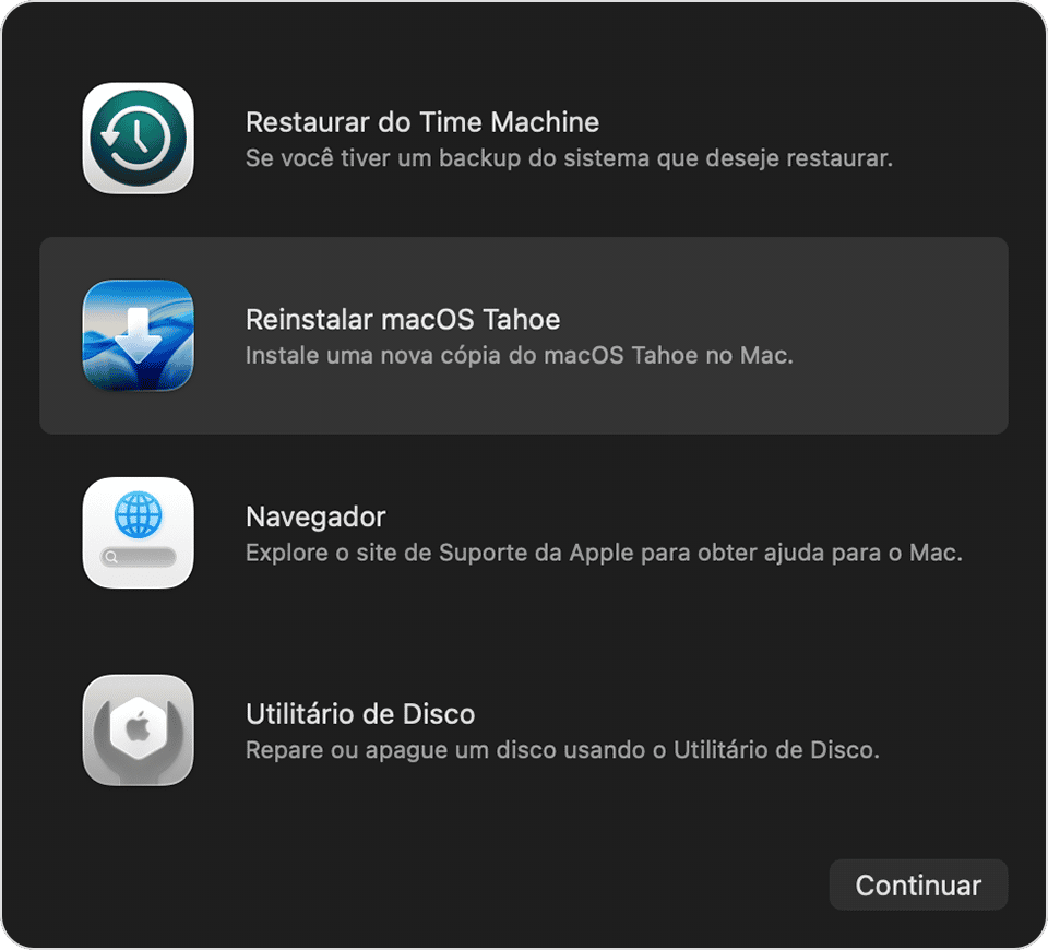 Reinstale o macOS