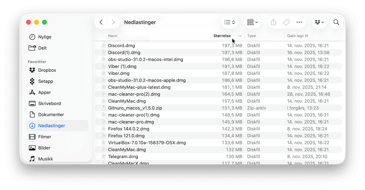 Mappene Nedlastinger og Dokumenter