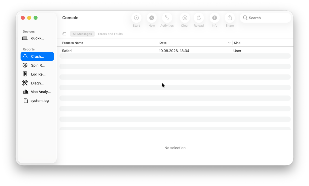 Console on Mac