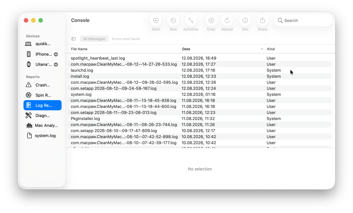 Console on Mac