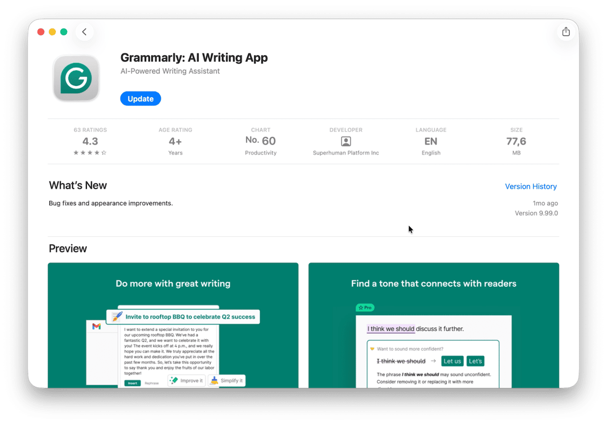 Grammarly AI Writing App