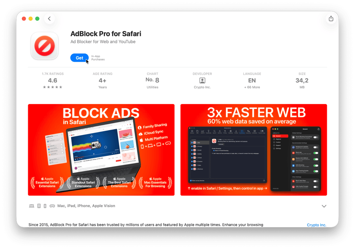 Choose the Extension you want, and click Get or the price