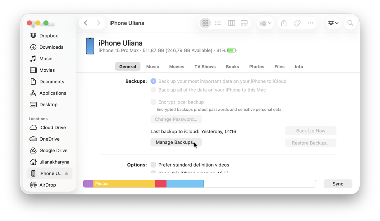 Delete any iPhone or iPad backups