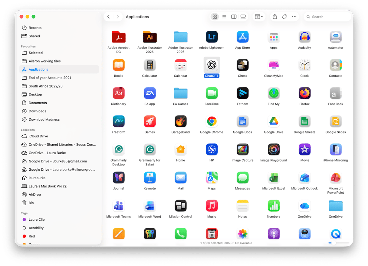 Applications folden on Mac