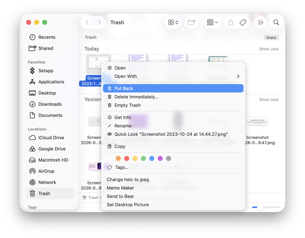 Recover a screenshot on Mac