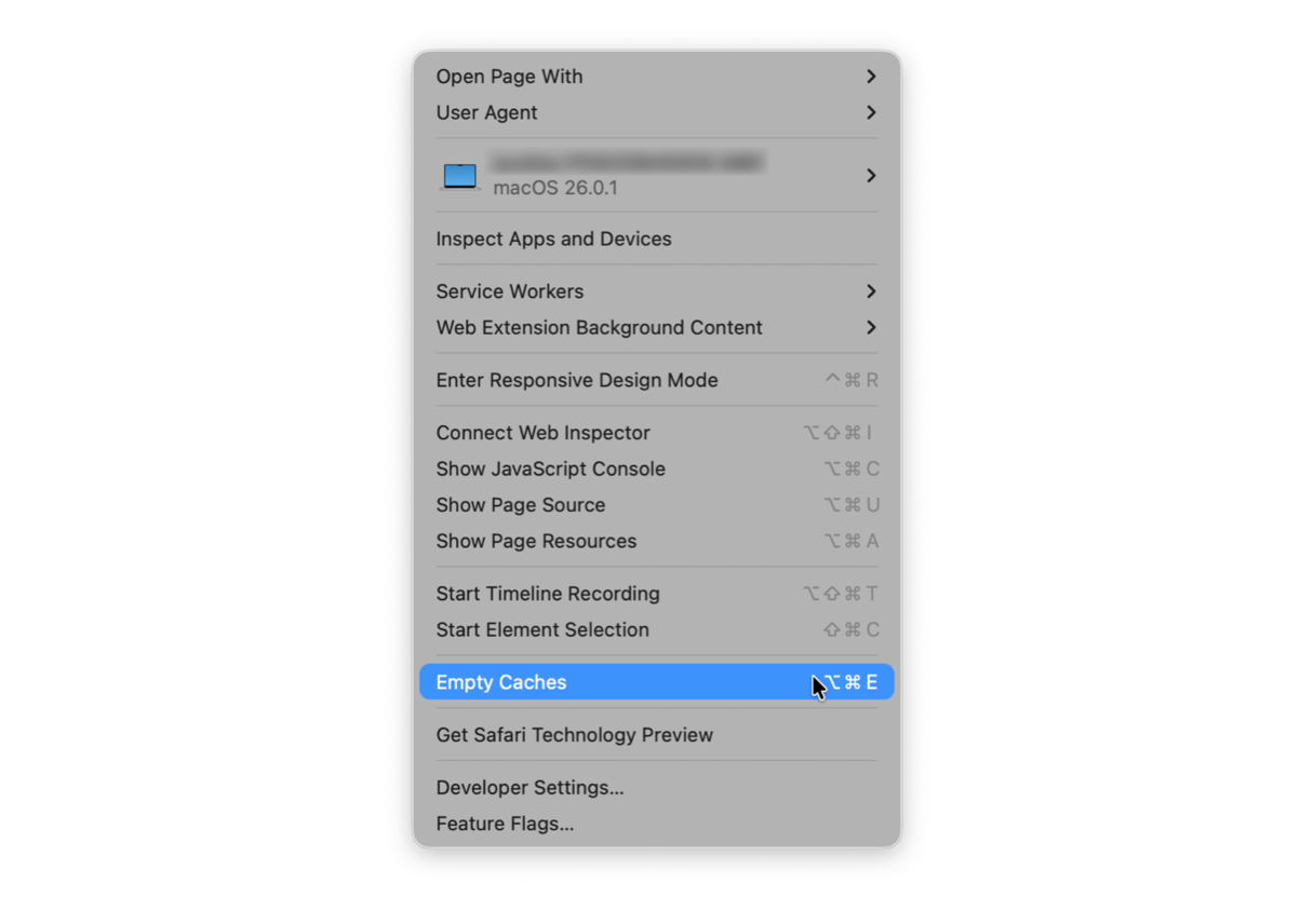 How to empty cache in Safari