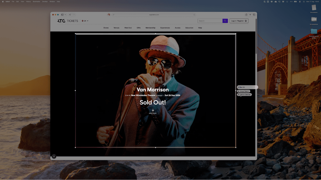 Visual Intelligence feature on Mac