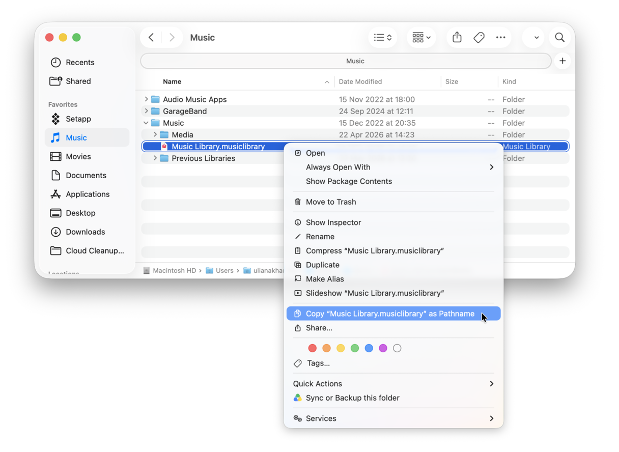 How to copy file path on Mac