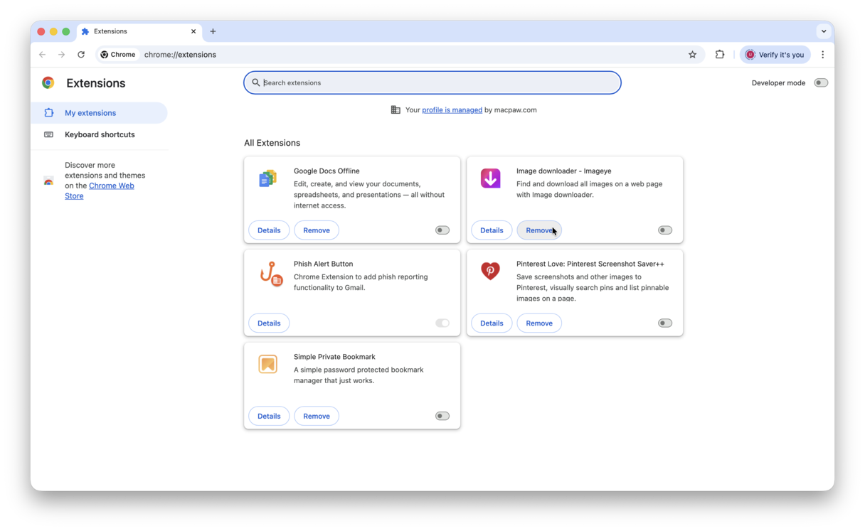 How to remove extensions in Chrome